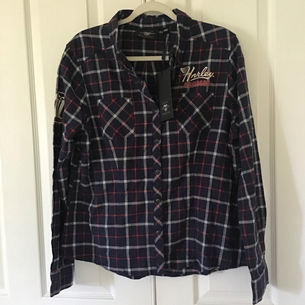 New Harley Davidson flannel logo shirt XL